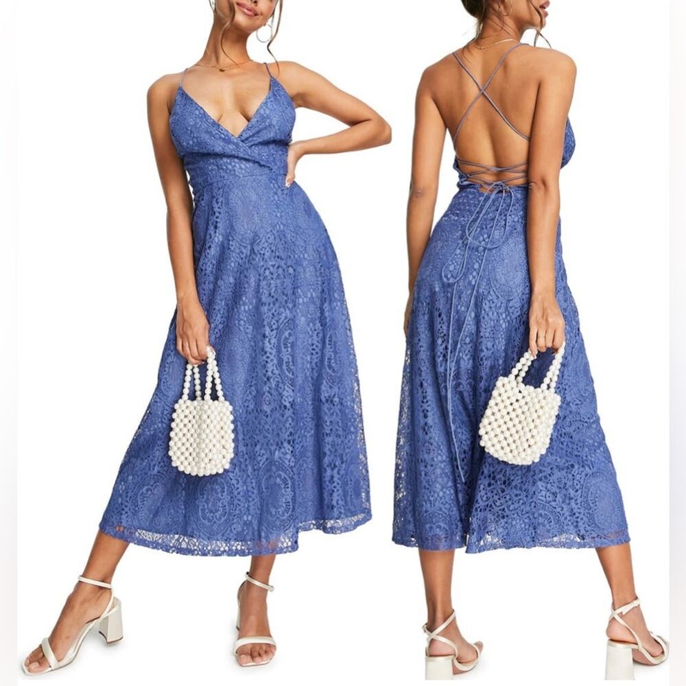 ASOS design | NEW Lace Overlay Midi Dress Size 14